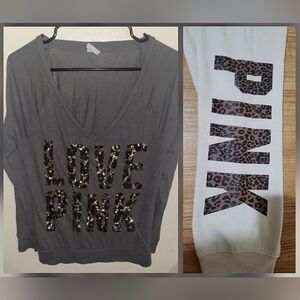 Victoria's Secret PINK Y2K Leopard Print Bling 2pc Top/Joggers Set Size S/M